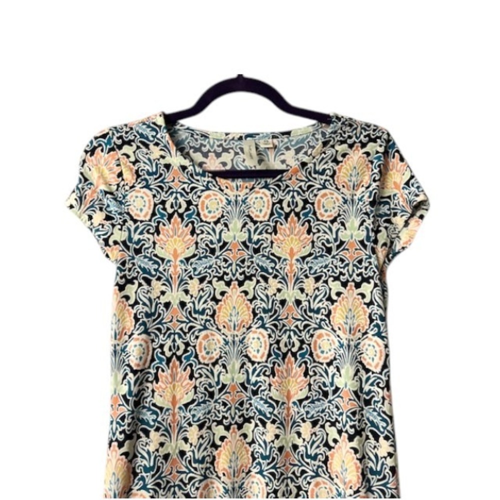 Ornate‎ Floral Motif PS Dress Geometric Artsy Boho Eclectic Resort Cruise Party - Picture 9 of 11